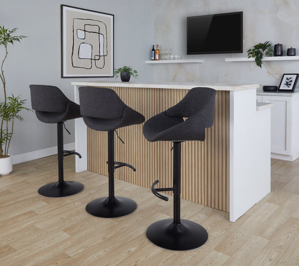 English Elm Contemporary Swivel Barstools Upholstered Cushioned Seats for Kitchen Island Set of 2 Charcoal Black B202P291165