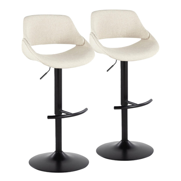 English Elm Contemporary Swivel Barstools Upholstered Cushioned Seats for Kitchen Island Set of 2 Cream Black B202P291166