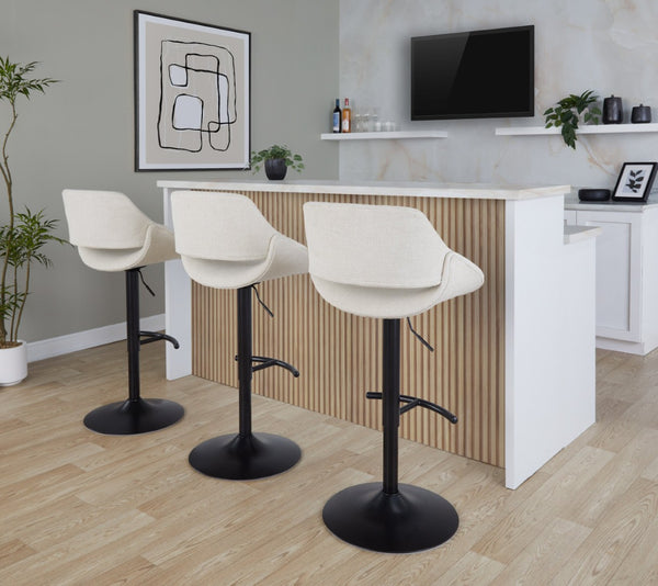 English Elm Contemporary Swivel Barstools Upholstered Cushioned Seats for Kitchen Island Set of 2 Cream Black B202P291166