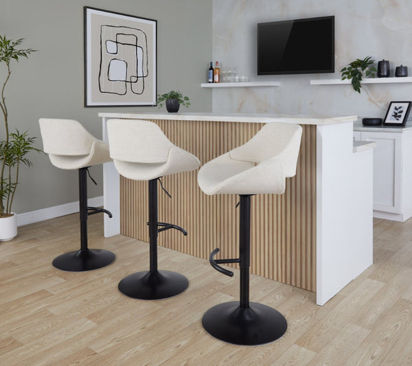 English Elm Contemporary Swivel Barstools Upholstered Cushioned Seats for Kitchen Island Set of 2 Cream Black B202P291166