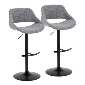 English Elm Contemporary Swivel Barstools Upholstered Cushioned Seats for Kitchen Island Set of 2 Gray Black B202P291167