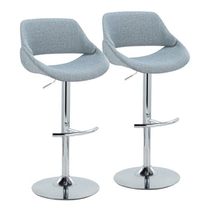 English Elm Contemporary Swivel Barstools Upholstered Cushioned Seats for Kitchen Island Set of 2 Blue Chrome B202P291168