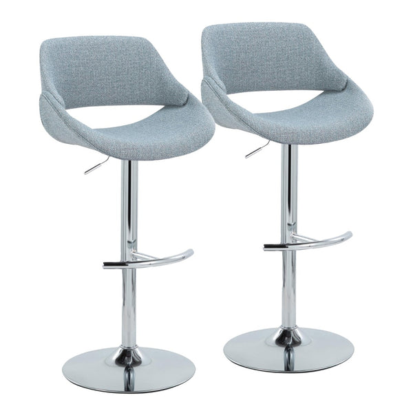 English Elm Contemporary Swivel Barstools Upholstered Cushioned Seats for Kitchen Island Set of 2 Blue Chrome B202P291168