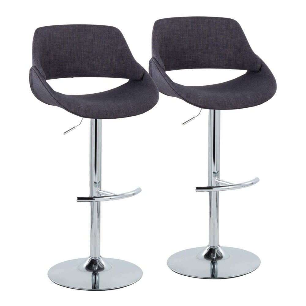English Elm Contemporary Swivel Barstools Upholstered Cushioned Seats for Kitchen Island Set of 2 Charcoal Chrome B202P291169