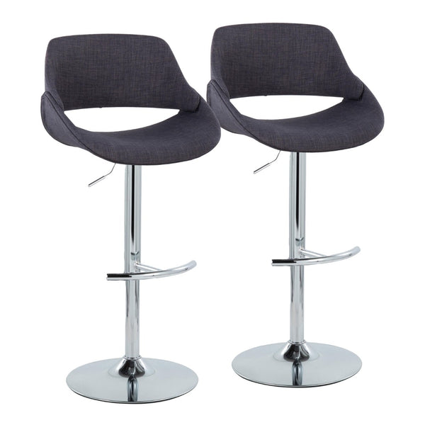 English Elm Contemporary Swivel Barstools Upholstered Cushioned Seats for Kitchen Island Set of 2 Charcoal Chrome B202P291169