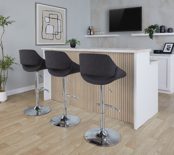 English Elm Contemporary Swivel Barstools Upholstered Cushioned Seats for Kitchen Island Set of 2 Charcoal Chrome B202P291169
