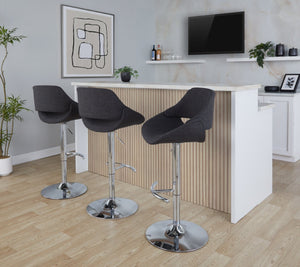 English Elm Contemporary Swivel Barstools Upholstered Cushioned Seats for Kitchen Island Set of 2 Charcoal Chrome B202P291169