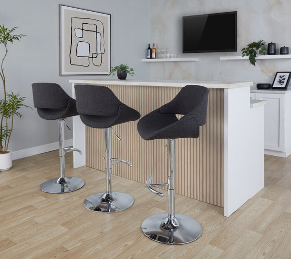 English Elm Contemporary Swivel Barstools Upholstered Cushioned Seats for Kitchen Island Set of 2 Charcoal Chrome B202P291169