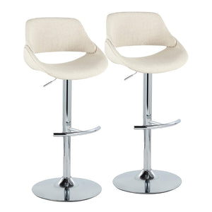 English Elm Contemporary Swivel Barstools Upholstered Cushioned Seats for Kitchen Island Set of 2 Cream Chrome B202P291170
