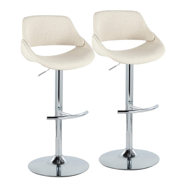 English Elm Contemporary Swivel Barstools Upholstered Cushioned Seats for Kitchen Island Set of 2 Cream Chrome B202P291170