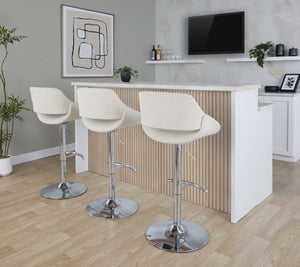 English Elm Contemporary Swivel Barstools Upholstered Cushioned Seats for Kitchen Island Set of 2 Cream Chrome B202P291170