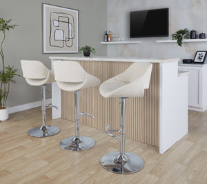 English Elm Contemporary Swivel Barstools Upholstered Cushioned Seats for Kitchen Island Set of 2 Cream Chrome B202P291170