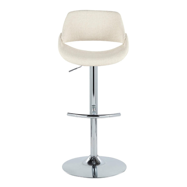 English Elm Contemporary Swivel Barstools Upholstered Cushioned Seats for Kitchen Island Set of 2 Cream Chrome B202P291170