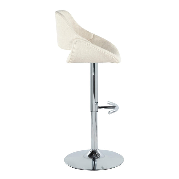 English Elm Contemporary Swivel Barstools Upholstered Cushioned Seats for Kitchen Island Set of 2 Cream Chrome B202P291170