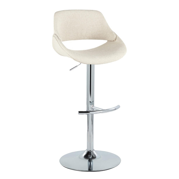 English Elm Contemporary Swivel Barstools Upholstered Cushioned Seats for Kitchen Island Set of 2 Cream Chrome B202P291170