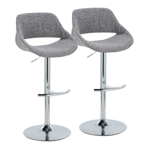 English Elm Contemporary Swivel Barstools Upholstered Cushioned Seats for Kitchen Island Set of 2 Gray Chrome B202P291171