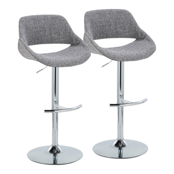 English Elm Contemporary Swivel Barstools Upholstered Cushioned Seats for Kitchen Island Set of 2 Gray Chrome B202P291171