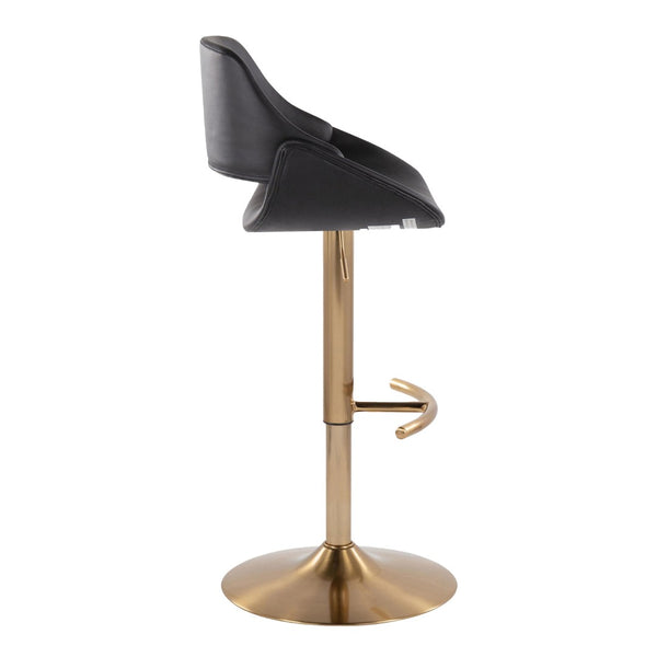 English Elm Contemporary Swivel Barstools with Gold Base and Faux Leather Seats for Kitchen Island B202P291172
