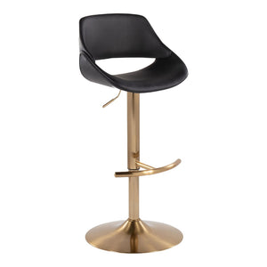 English Elm Contemporary Swivel Barstools with Gold Base and Faux Leather Seats for Kitchen Island B202P291172