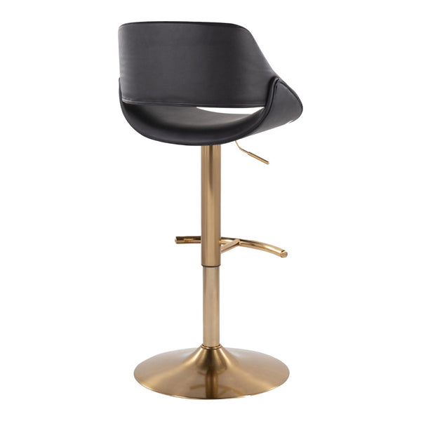 English Elm Contemporary Swivel Barstools with Gold Base and Faux Leather Seats for Kitchen Island B202P291172