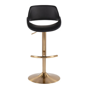 English Elm Contemporary Swivel Barstools with Gold Base and Faux Leather Seats for Kitchen Island B202P291172