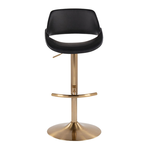 English Elm Contemporary Swivel Barstools with Gold Base and Faux Leather Seats for Kitchen Island B202P291172