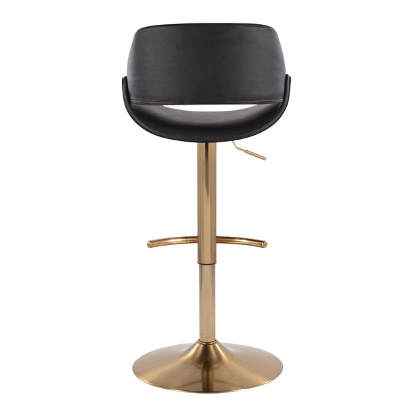 English Elm Contemporary Swivel Barstools with Gold Base and Faux Leather Seats for Kitchen Island B202P291172
