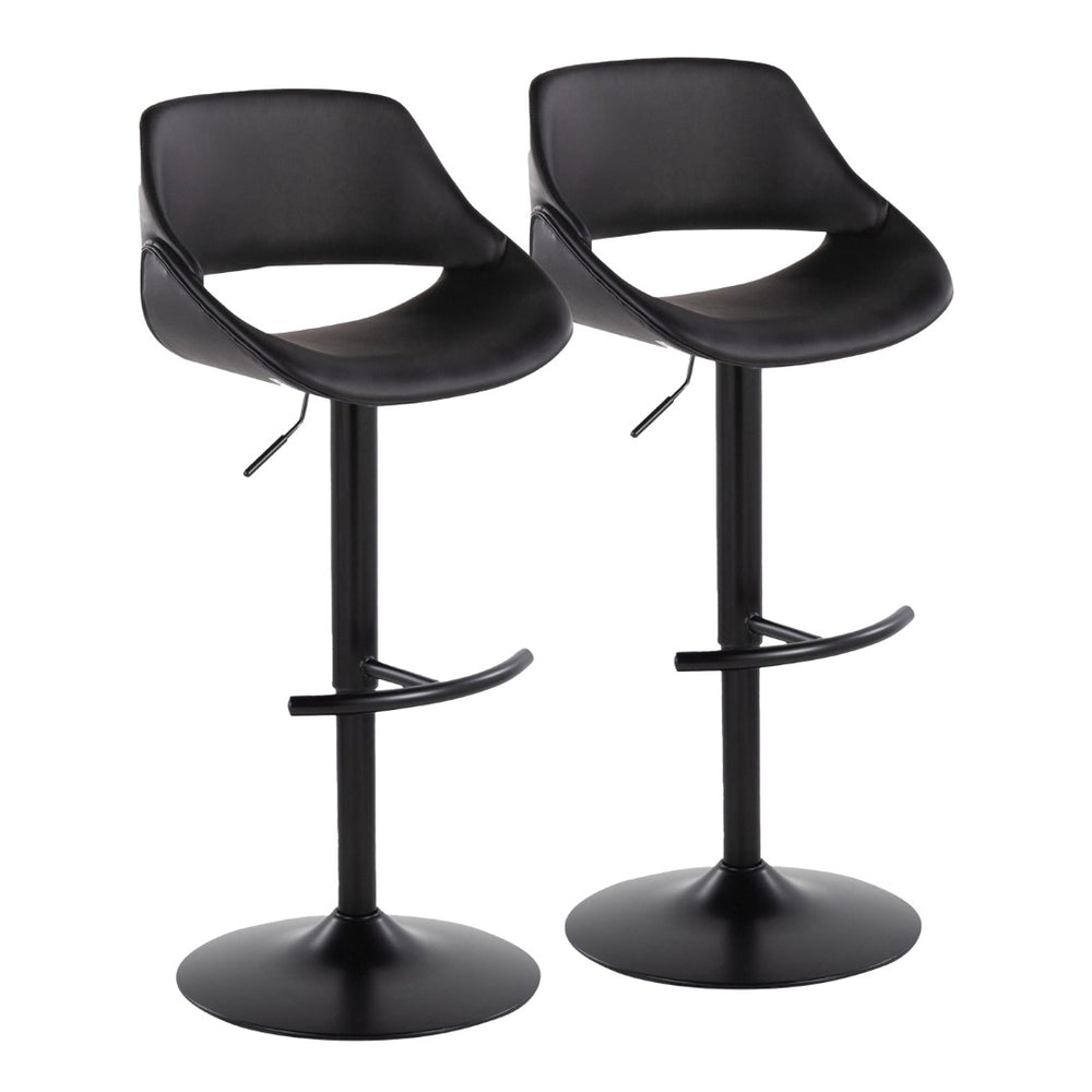 English Elm Contemporary Swivel Barstools with Pneumatic Height Adjustment Faux Leather Seating Pair B202P291174