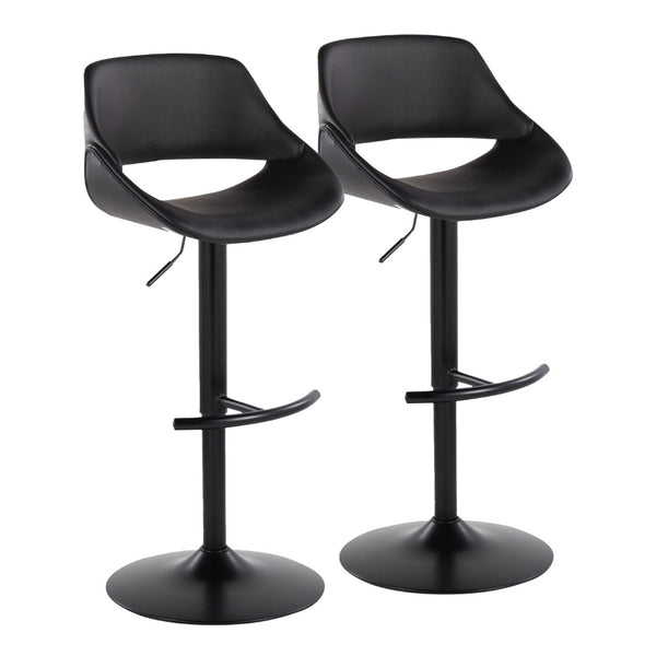 English Elm Contemporary Swivel Barstools with Pneumatic Height Adjustment Faux Leather Seating Pair B202P291174