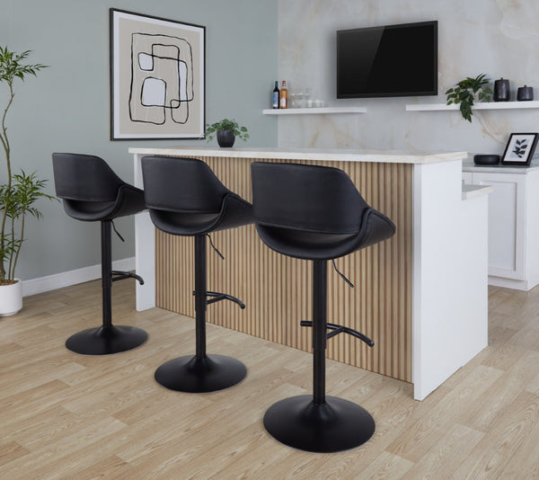English Elm Contemporary Swivel Barstools with Pneumatic Height Adjustment Faux Leather Seating Pair B202P291174