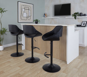 English Elm Contemporary Swivel Barstools with Pneumatic Height Adjustment Faux Leather Seating Pair B202P291174