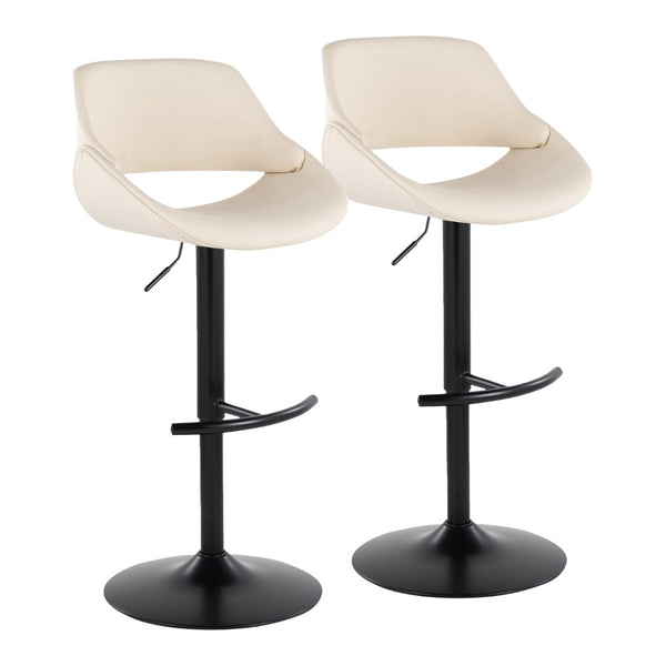 English Elm Contemporary Swivel Barstools with Faux Leather Seats and Matte Black Base Set of 2 B202P291175
