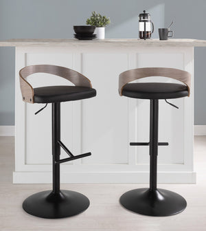 English Elm Contemporary Swivel Barstools with Faux Leather Seat and Mixed Material Base Set of 2 B202P291179