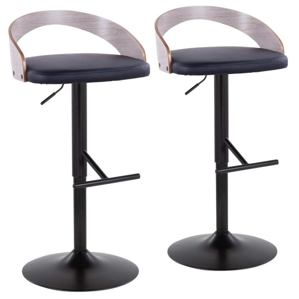 English Elm Contemporary Swivel Barstools with Faux Leather Seat and Mixed Material Base Set of 2 B202P291179