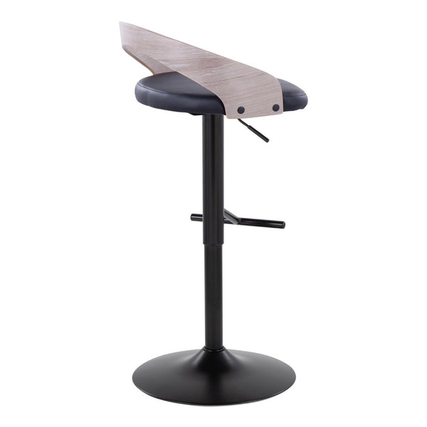 English Elm Contemporary Swivel Barstools with Faux Leather Seat and Mixed Material Base Set of 2 B202P291179
