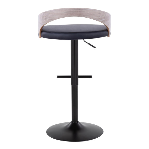 English Elm Contemporary Swivel Barstools with Faux Leather Seat and Mixed Material Base Set of 2 B202P291179