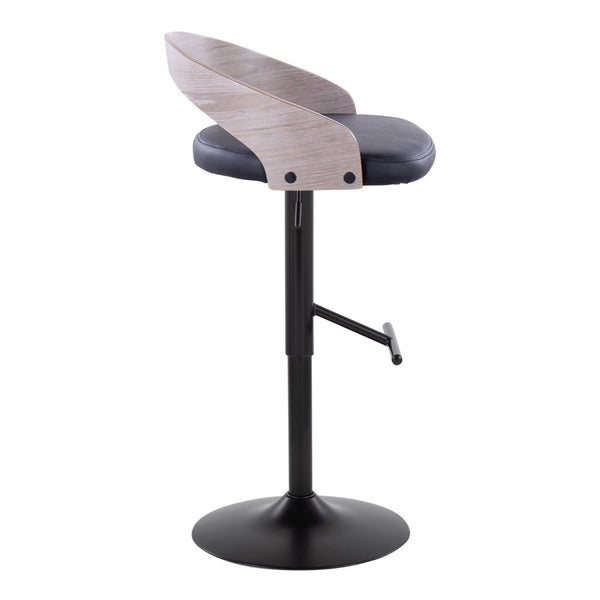 English Elm Contemporary Swivel Barstools with Faux Leather Seat and Mixed Material Base Set of 2 B202P291179