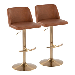 English Elm Contemporary Swivel Barstools Faux Leather Seat Gold Base Set of 2 for Kitchen Island B202P291182