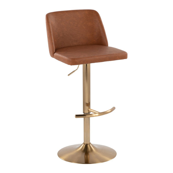 English Elm Contemporary Swivel Barstools Faux Leather Seat Gold Base Set of 2 for Kitchen Island B202P291182
