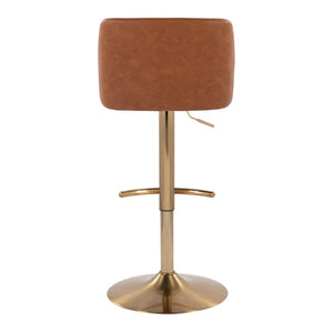 English Elm Contemporary Swivel Barstools Faux Leather Seat Gold Base Set of 2 for Kitchen Island B202P291182