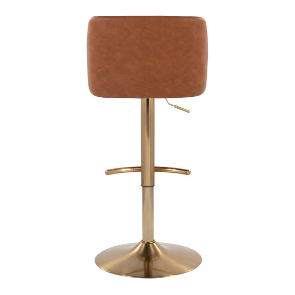 English Elm Contemporary Swivel Barstools Faux Leather Seat Gold Base Set of 2 for Kitchen Island B202P291182