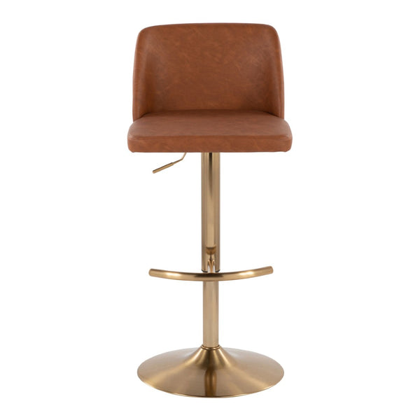 English Elm Contemporary Swivel Barstools Faux Leather Seat Gold Base Set of 2 for Kitchen Island B202P291182