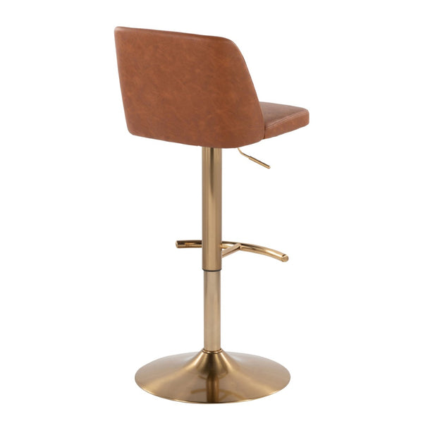 English Elm Contemporary Swivel Barstools Faux Leather Seat Gold Base Set of 2 for Kitchen Island B202P291182