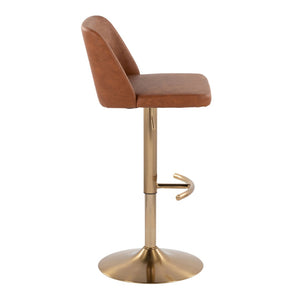 English Elm Contemporary Swivel Barstools Faux Leather Seat Gold Base Set of 2 for Kitchen Island B202P291182
