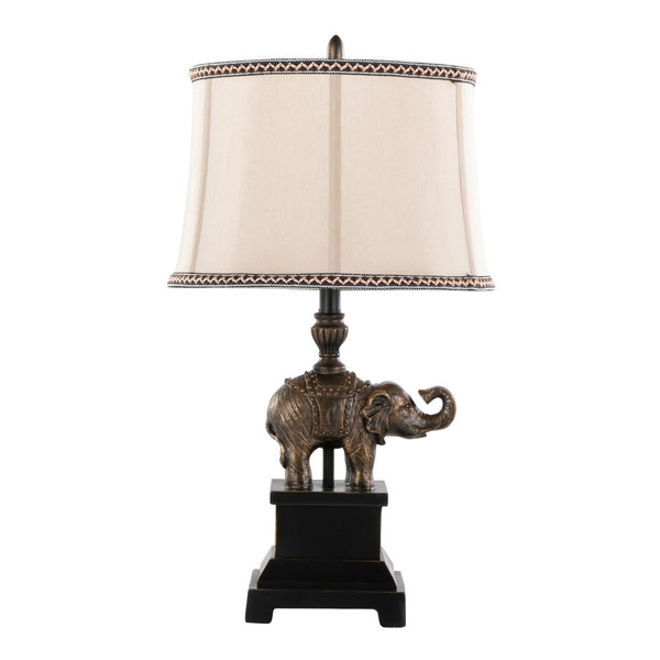 English Elm 27" Polyresin Bronze Finish Table Lamp Set Linen Shade Warm Glow Transitional Pair B202P291191