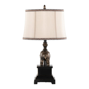 English Elm 27" Polyresin Bronze Finish Table Lamp Set Linen Shade Warm Glow Transitional Pair B202P291191