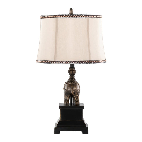 English Elm 27" Polyresin Bronze Finish Table Lamp Set Linen Shade Warm Glow Transitional Pair B202P291191