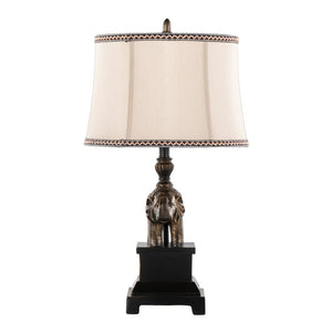 English Elm 27" Polyresin Bronze Finish Table Lamp Set Linen Shade Warm Glow Transitional Pair B202P291191