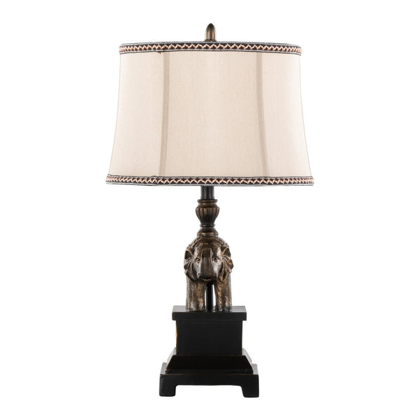 English Elm 27" Polyresin Bronze Finish Table Lamp Set Linen Shade Warm Glow Transitional Pair B202P291191
