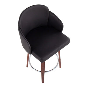 English Elm Contemporary Swivel Counterstools with Walnut Legs Faux Leather Seats Chrome Footrest B202P291502